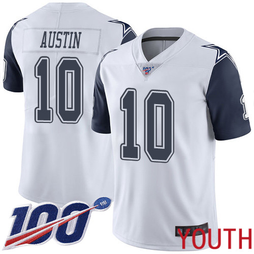 Youth Dallas Cowboys Limited White Tavon Austin #10 100th Season Rush Vapor Untouchable NFL Jersey->youth nfl jersey->Youth Jersey